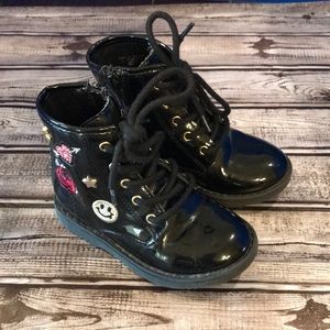 Childrens Place Zipper Combat Boots (Blk) Size 8